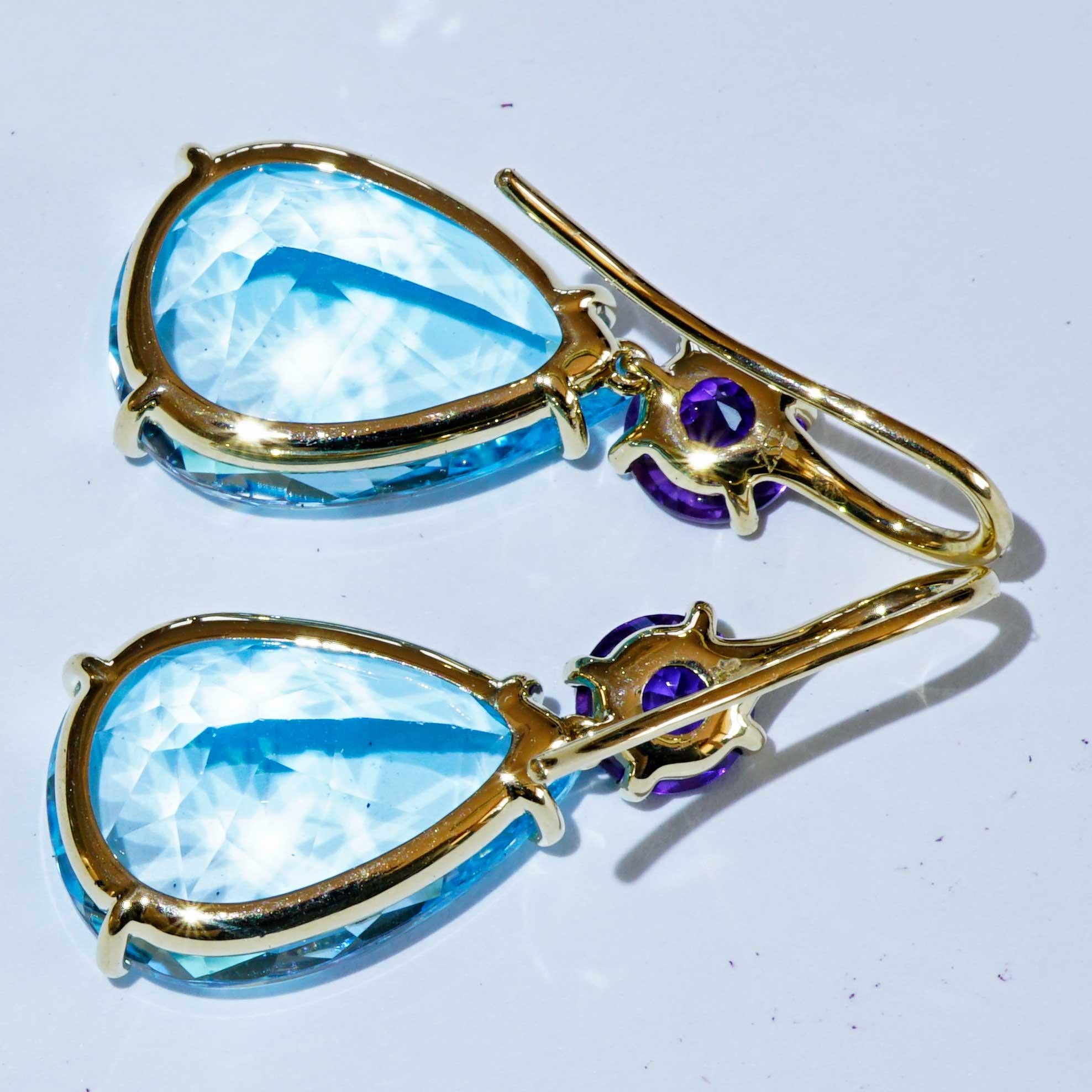 Orecchini di ametista bluetopaz di alta qualità realizzati in un tradizionale modello italiano di oreficeria. in vendita 1
