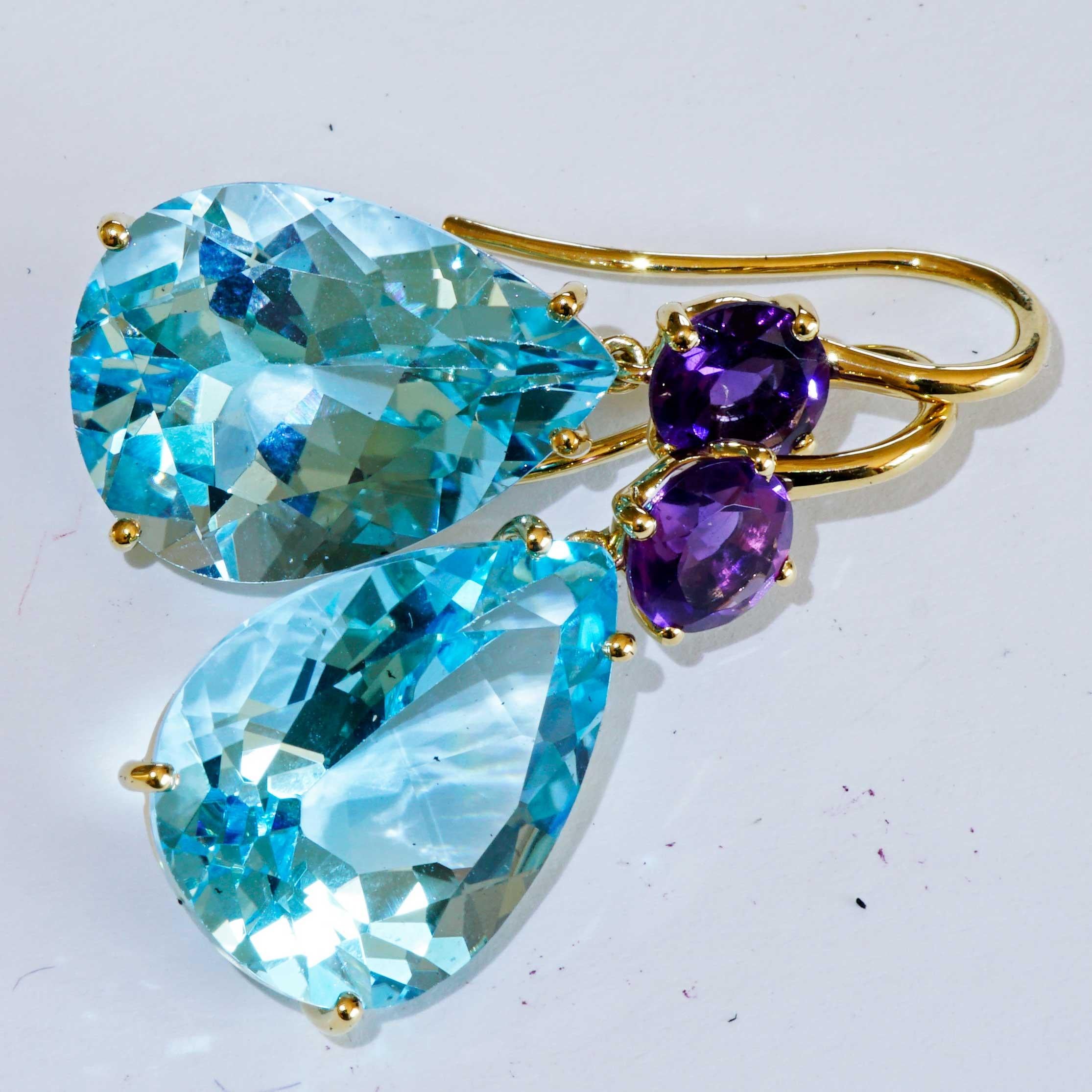 Orecchini di ametista bluetopaz di alta qualità realizzati in un tradizionale modello italiano di oreficeria. in vendita 2