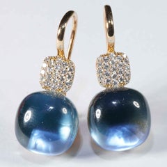 Bluetopaz Brilliant Earrings 18 kt modern Design so stunning 19.35 ct 0.27 ct