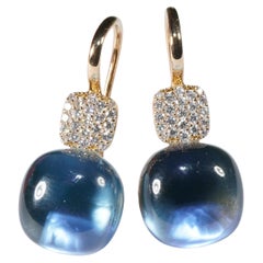 Bluetopaz Brillante Pendientes 18 kt moderno Diseño tan impresionante 19,35 ct 0,27 ct