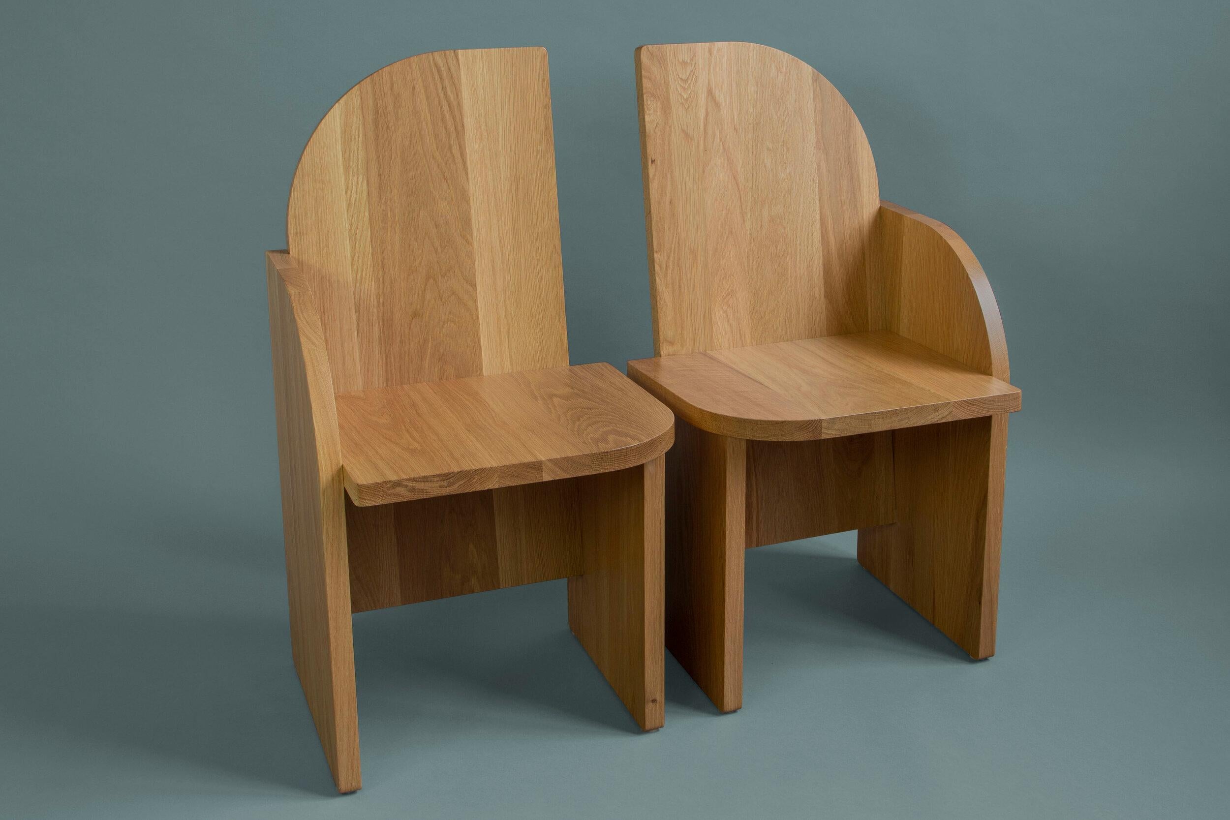Chaise d'appoint Bluff à droite, chaise d'appoint sculpturale en bois, chêne blanc américain Neuf - En vente à Brooklyn, NY