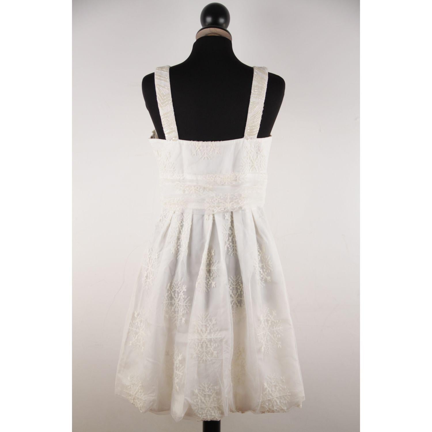 Gray Blugirl Blumarine White Snowflake Mesh Skater Dress Size 42