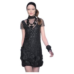 Blugirl by Blumarine FW 2010 Runway Black Embroidered Flower Dress - Look 35