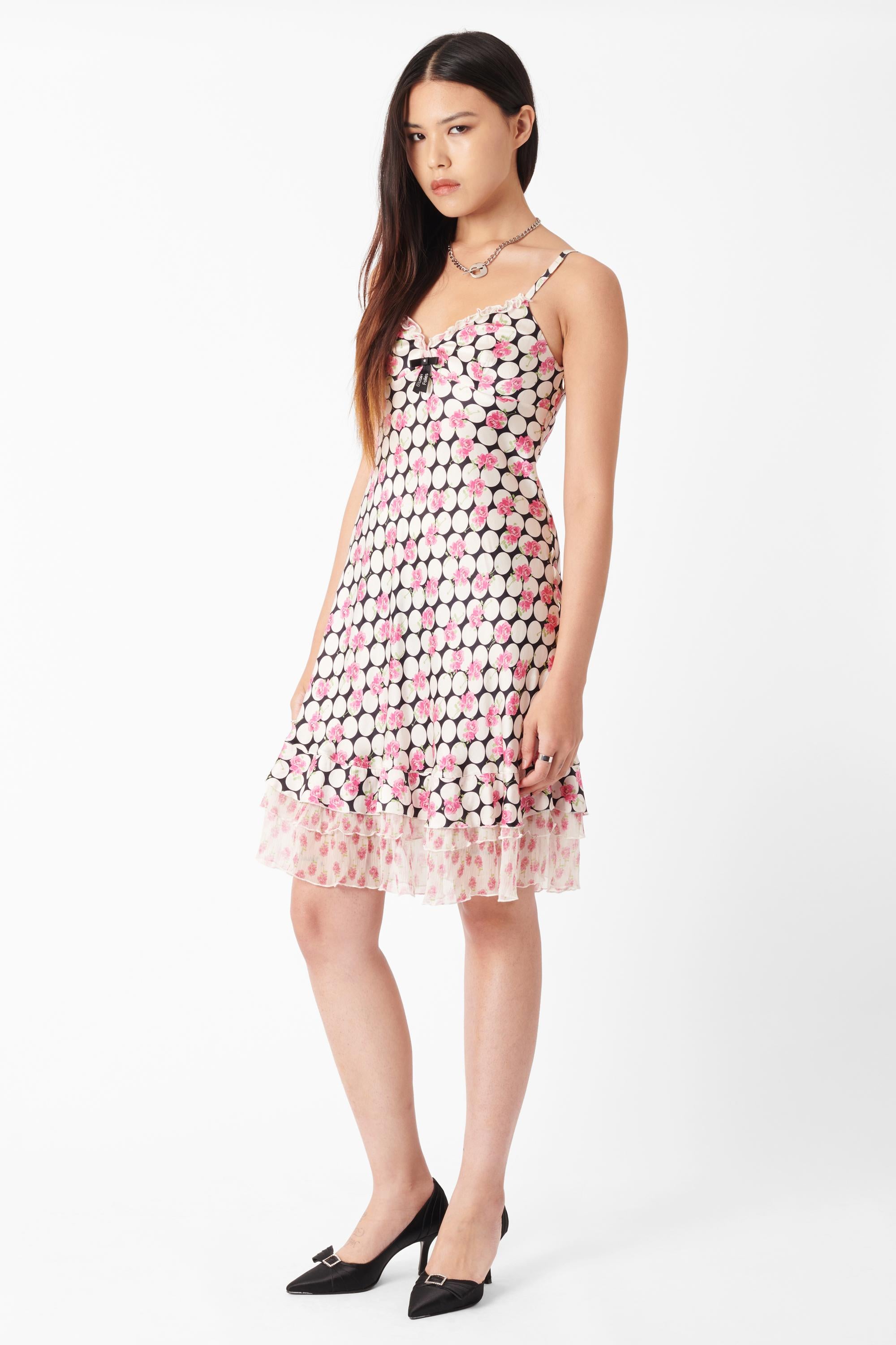 Blugirl by Blumarine Polka Dot & Roses Mini Dress In Excellent Condition For Sale In London, GB