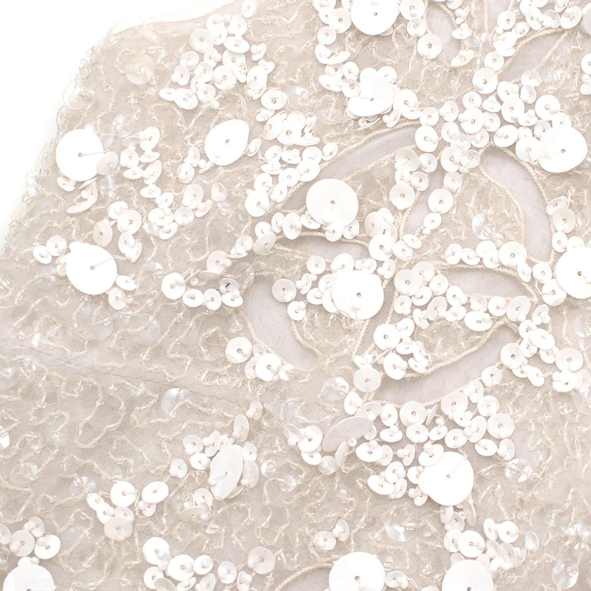 Gray Blugirl White Sequin Embellished Midi Dress estimated size S For Sale