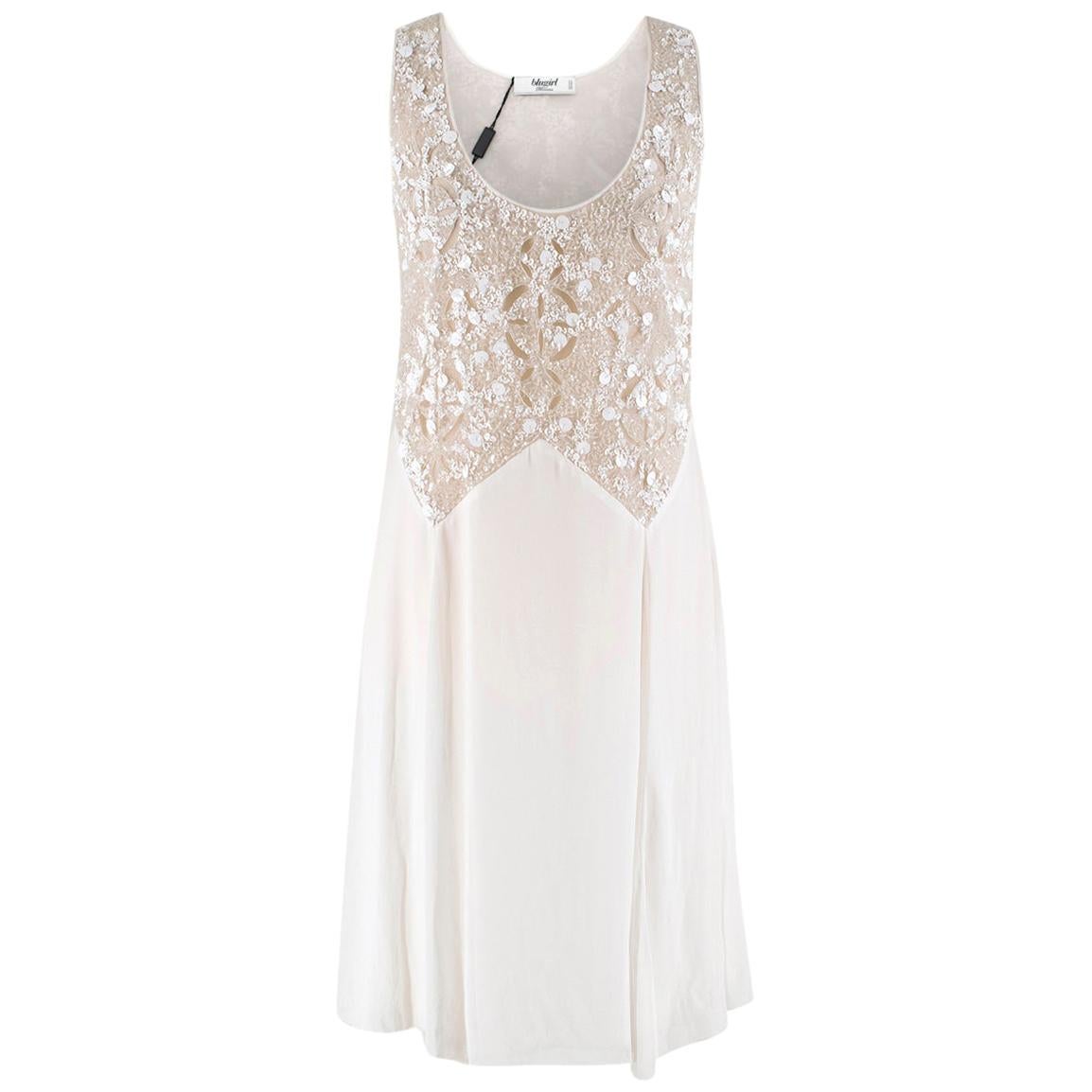Blugirl White Sequin Embellished Midi Dress estimated size S For Sale