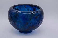 Ciotola in vetro bluastro di François Emile Décorchemont