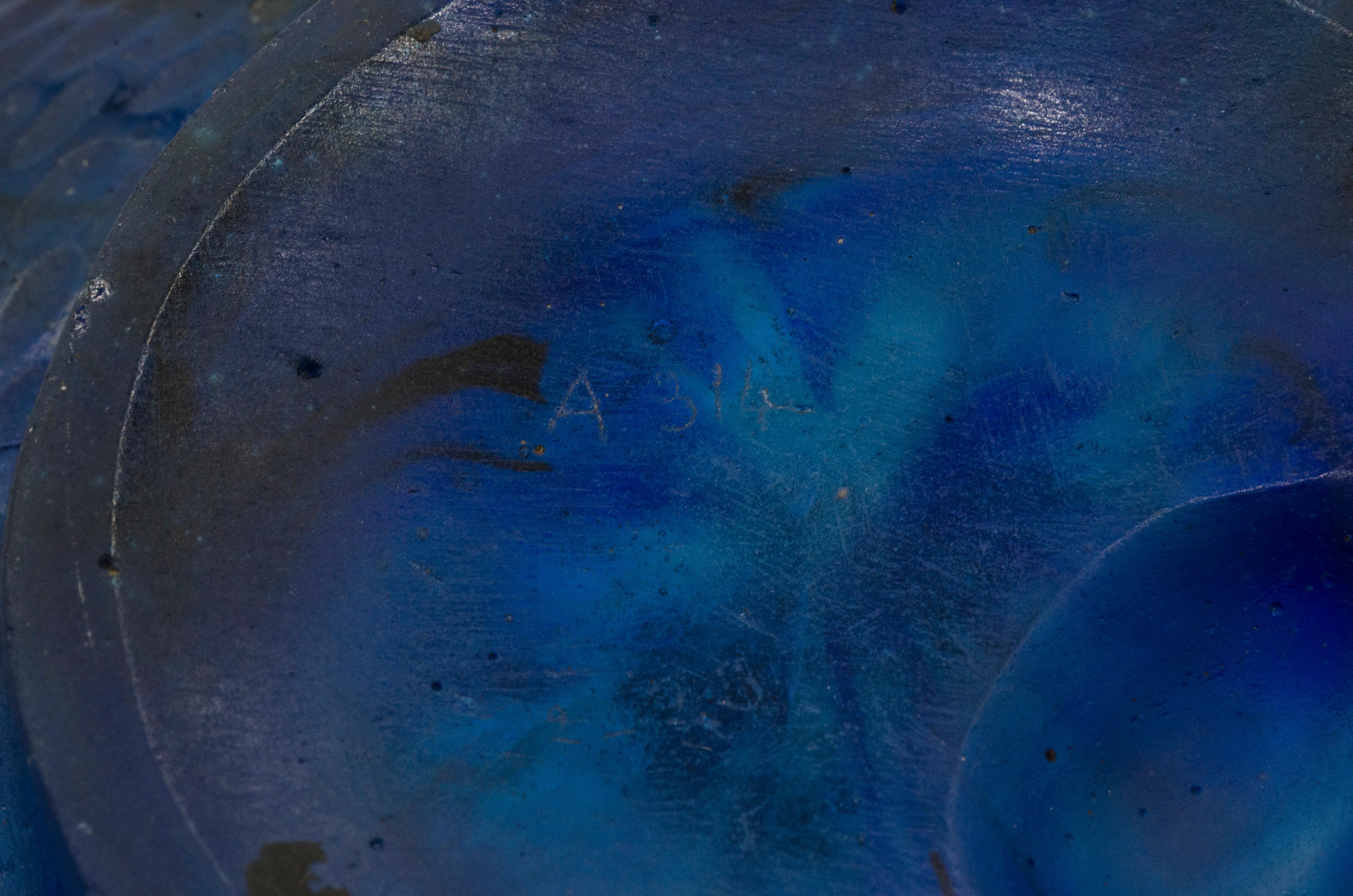 French Bluish glass bowl by François Emile Décorchemont For Sale