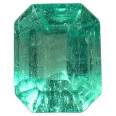 Bluish Green 1.91 Carat Emerald Cut Colombian Emerald Gem - May Birthstone