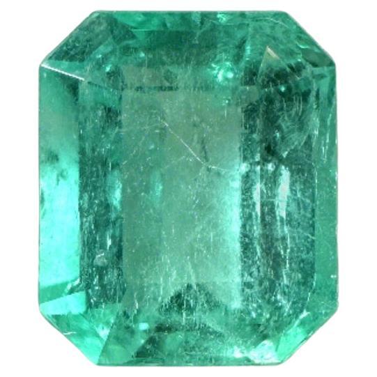 Bluish Green 2.17 Carat Emerald Cut Colombian Emerald Gem - May Birthstone
