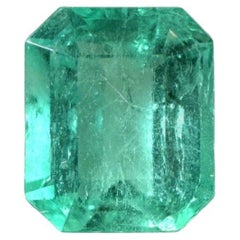 Bluish Green 2.17 Carat Emerald Cut Colombian Emerald Gem - May Birthstone