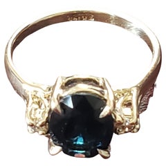 NEW GAL Cert Natural  2.28Ct  Blue Sapphire Diamond Ring in 14K Yellow Gold