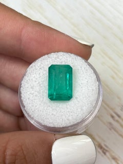 Bluish Green 5.94 Carat Emerald Cut Muzo Colombian Emerald Gem - May Birthstone