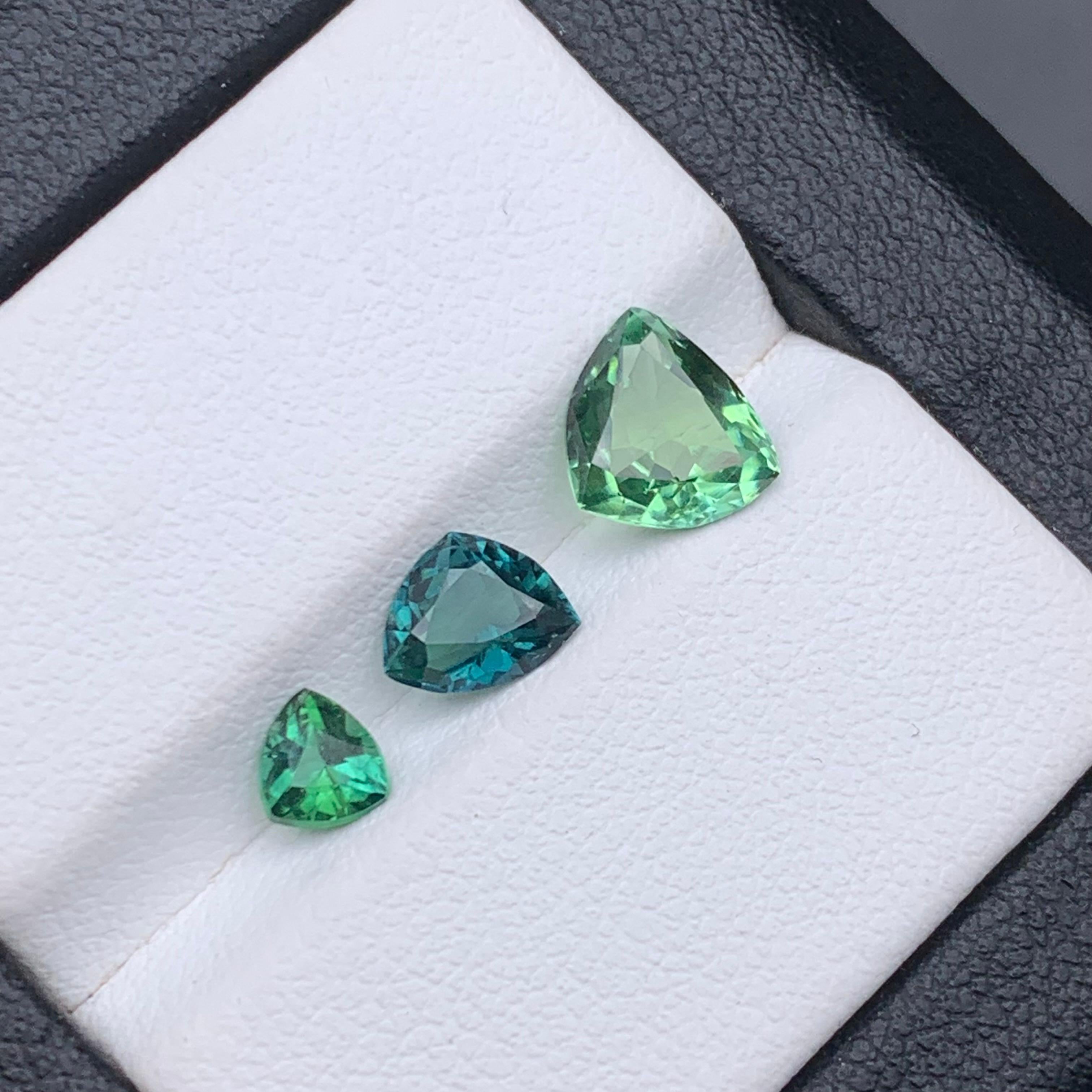 Gemme sciolte di tormalina naturale bluastra e verde per anelli, collane, ciondoli o qualsiasi altro gioiello - Taglio a trilione!

💎 TIPO DI GEMMA:  Tormalina 
⚖️ PESO: 2,15 Carati
🪚 FORMA E TAGLIO: Taglio Trillion
📏 DIMENSIONE (MM): 
1,25 Ct