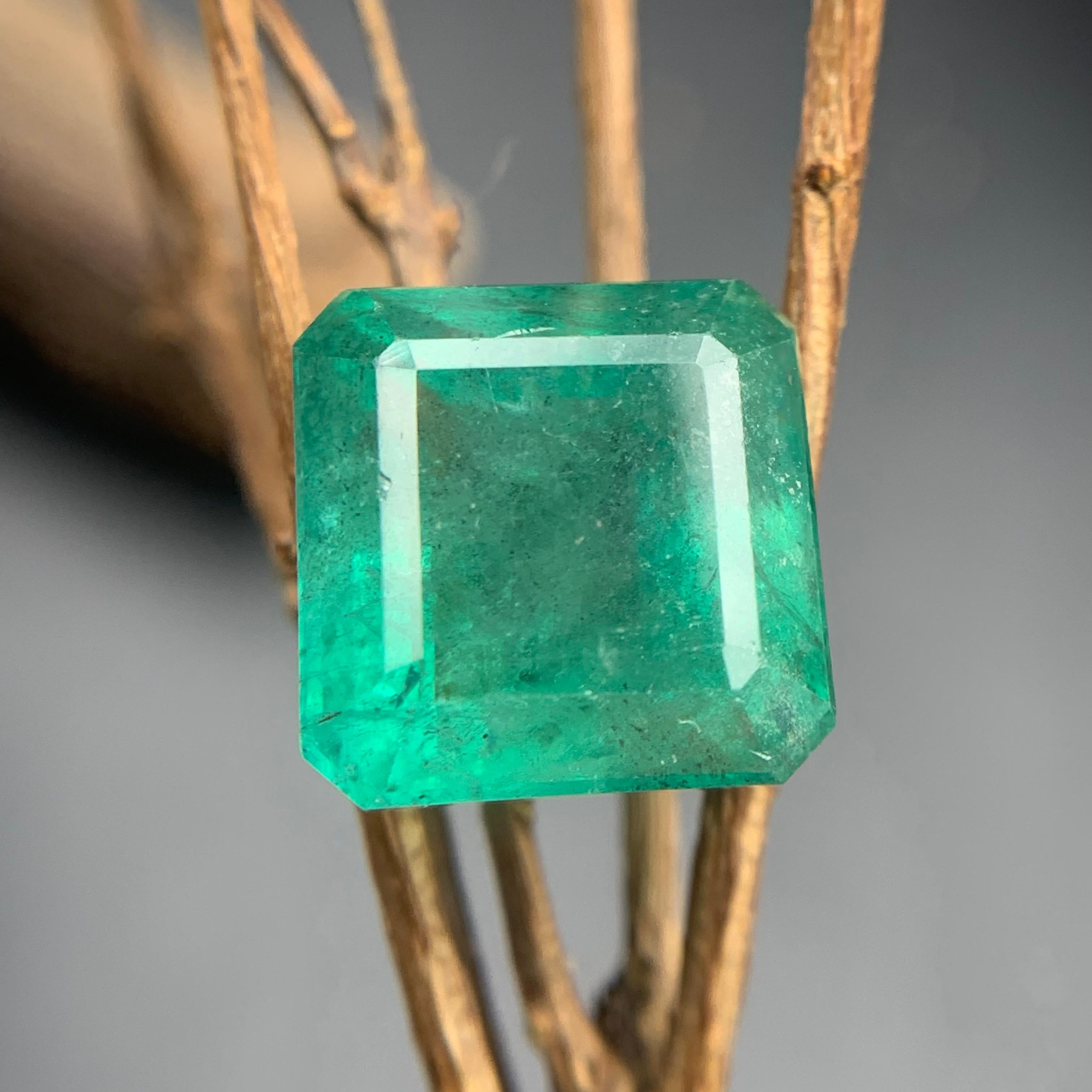 Women's or Men's Bluish Green Natural Emerald Ring, Pendant Loose Gemstone 10.75 Ct for Jewelry For Sale