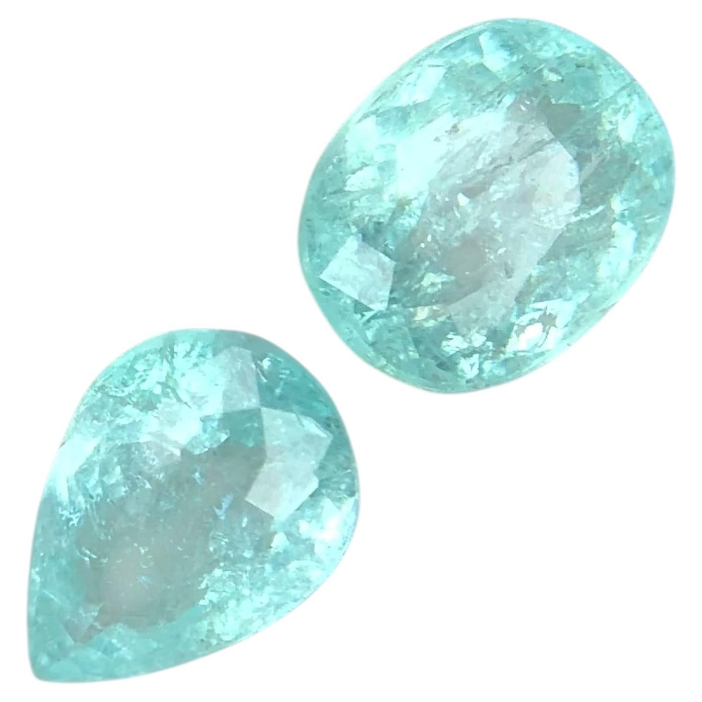 Turmalina natural de Paraíba de color verde azulado, 2,70 ct, tallado ovalado y en forma de pera, piedras sueltas