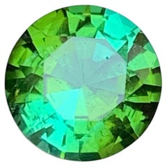 Bluish Green Natural Tourmaline 2.66 Carat Round Cut Loose Gemstone for Ring