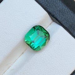 Bluish Green Natural Tourmaline 3.37 Carat Cushion Cut Loose Gemstone for Ring