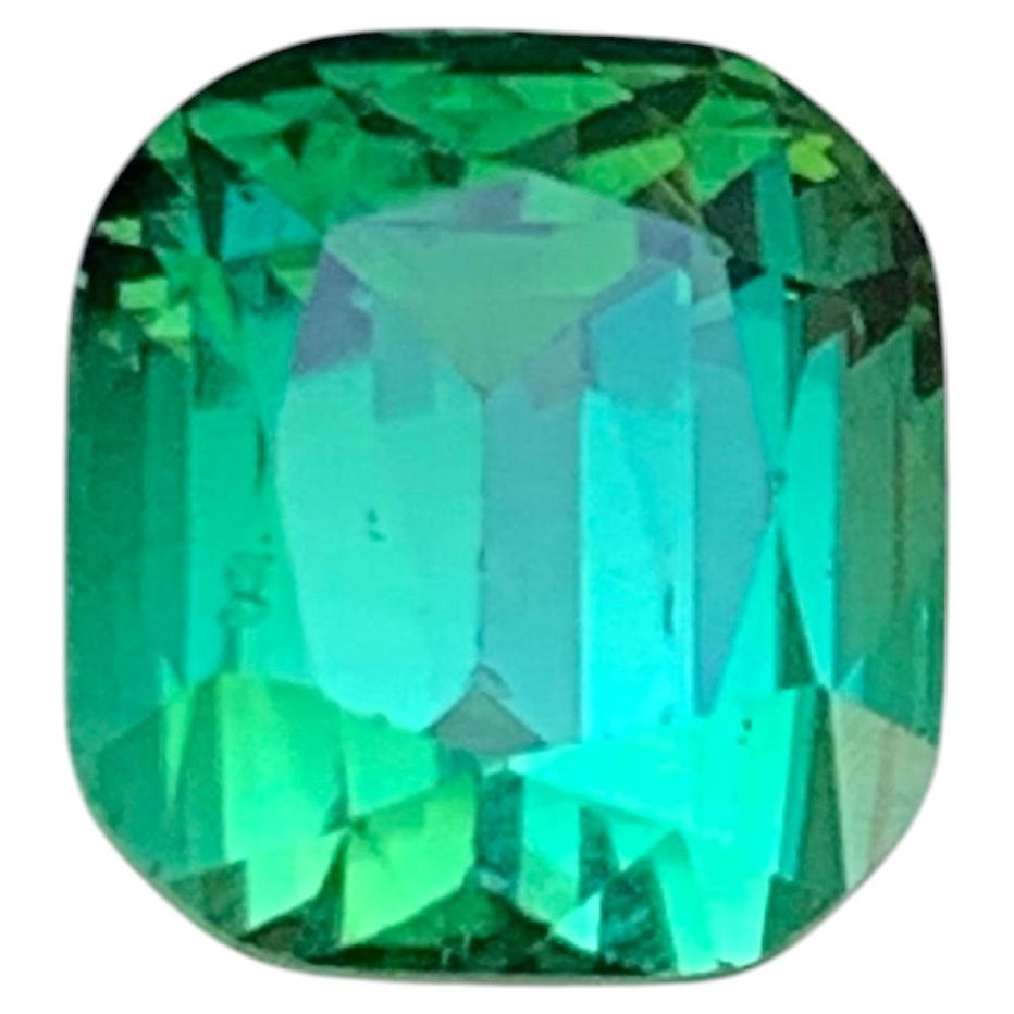 Tormalina naturale verde bluastra da 3.37 carati con taglio a cuscino, gemma sfusa per anello in vendita
