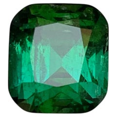 Bluish Green Natural Tourmaline 4.62 Carat Cushion Cut Loose Gemstone for Ring