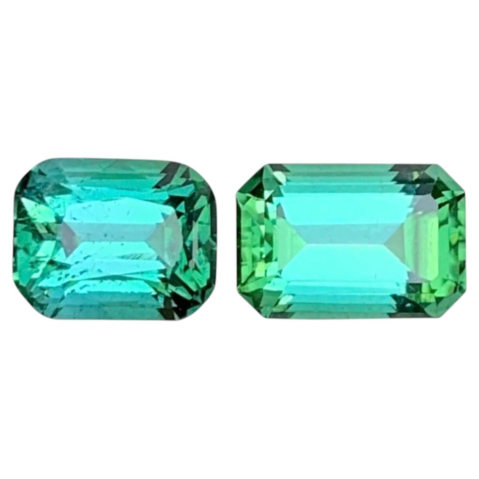 Bläulich grüner natürlicher Turmalin 4.65 Ct Cushion & Smaragd Schliff Lose Edelsteine