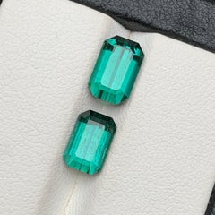 Bluish Green Natural Tourmaline 4.66 Carat Emerald Cut Loose Gemstones for Jewel