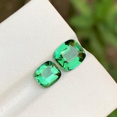 Bluish Green Natural Tourmaline Gemstones 2.55 Ct Cushion Cut for Ring, Jewelry
