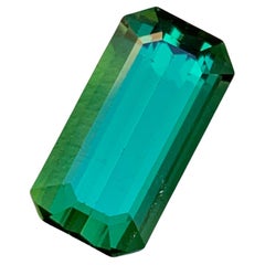 Tourmaline naturelle vert bleuté non sertie, taille émeraude afghane de 7,00 carats 