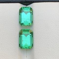 Bluish Green Natural Tourmaline Pair 5.04 Carat Emerald Cut Loose Gemstones