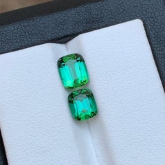 Bluish Green Natural Tourmaline Ring, Earrings Loose Gemstones 3 CT Cushion Cut