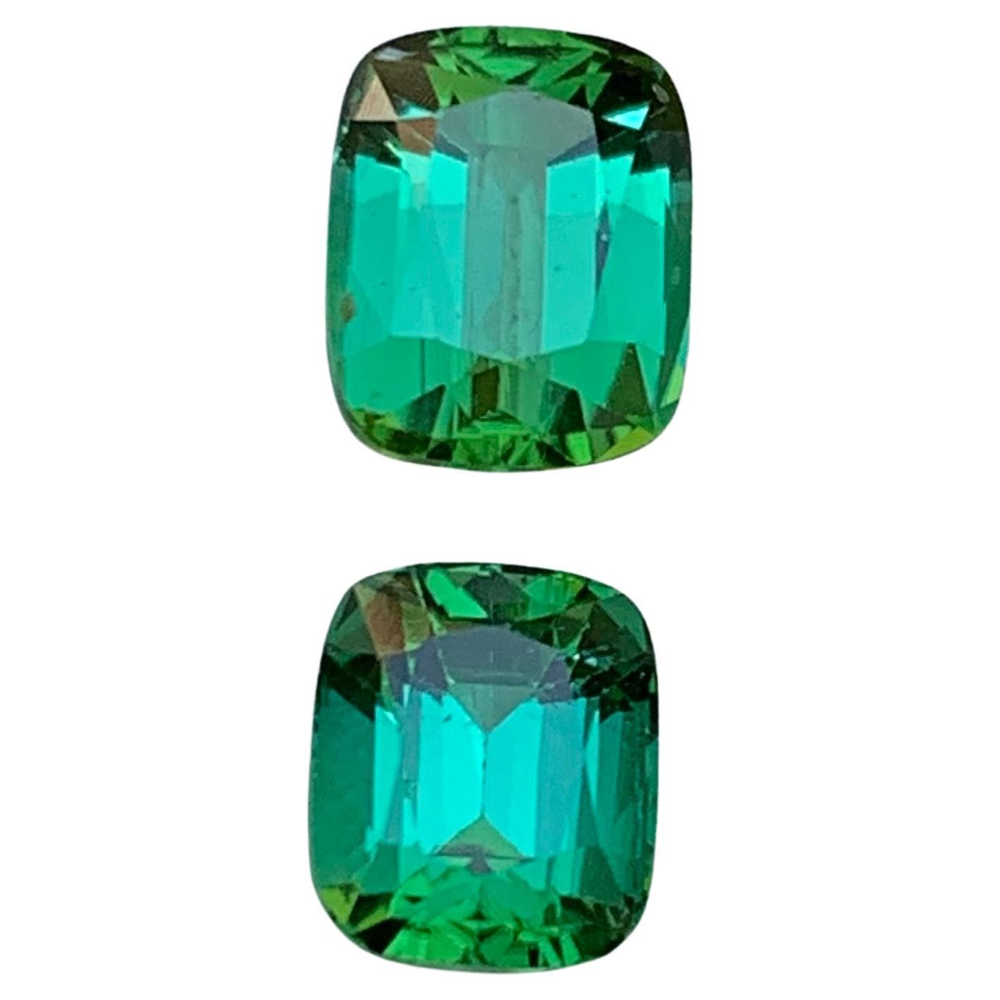 Turmalina Natural Verde Azulada Anillo, Pendientes Piedras Sueltas 3 CT Talla Cojín