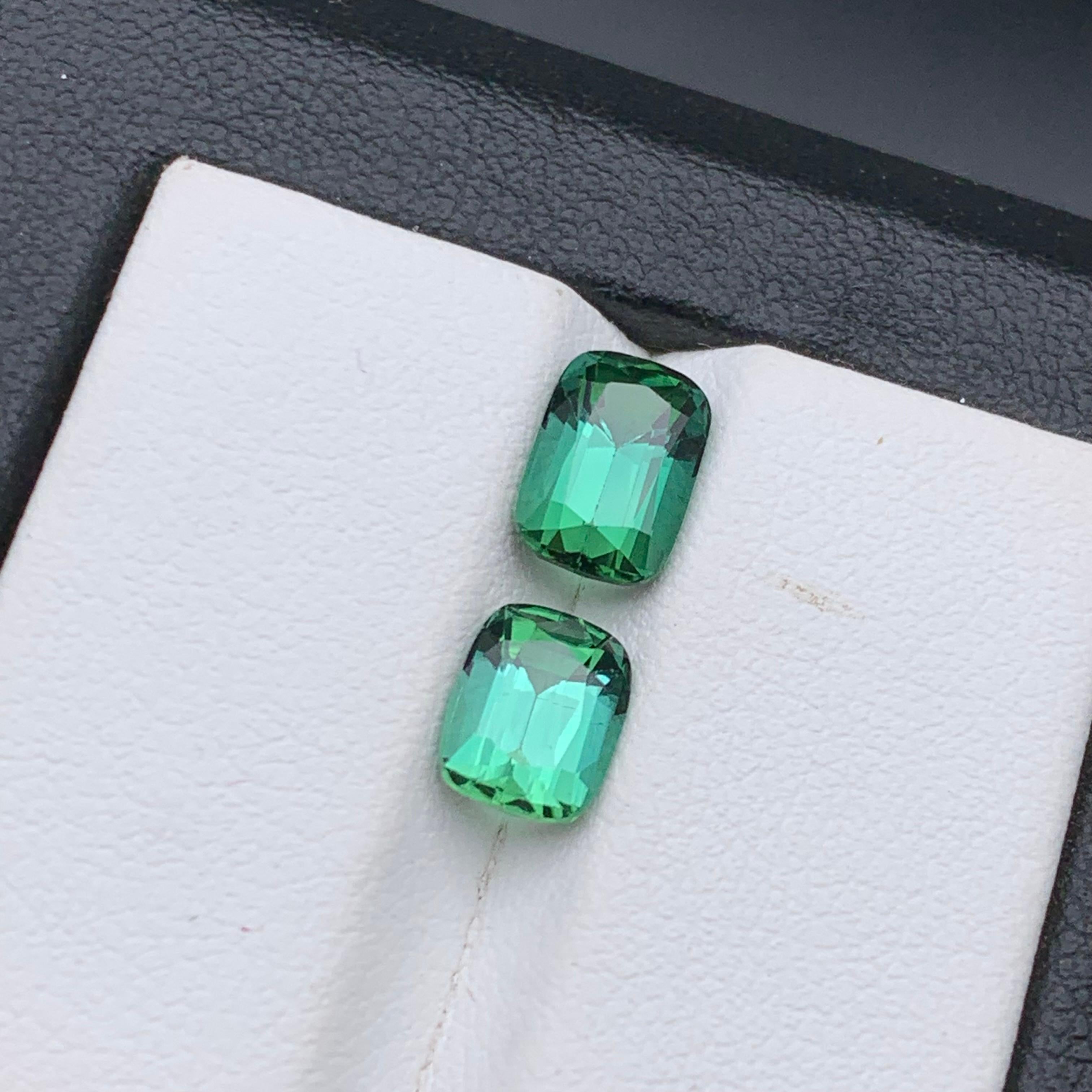 Boucles d'oreilles en tourmaline naturelle vert bleuté taille coussin 3,10 carats Neuf - En vente à Peshawar, PK