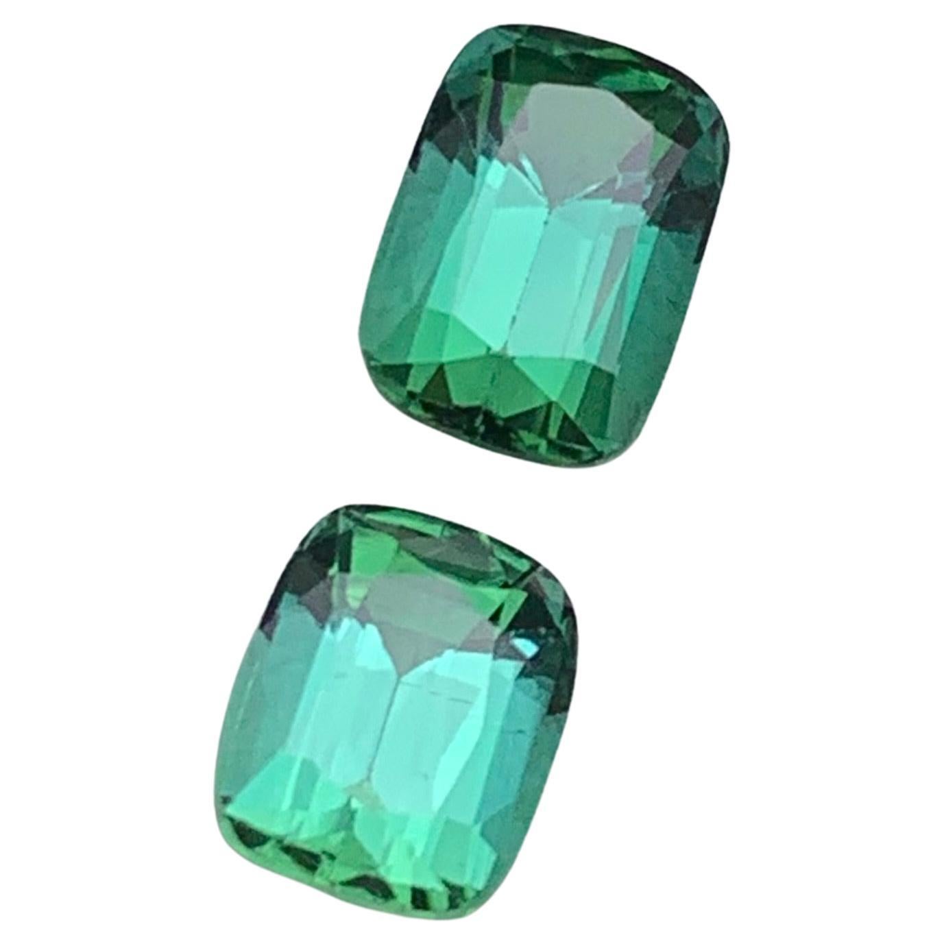 Verde azulado Turmalina Natural Anillo Pendientes Piedras Sueltas 3.10Ct Corte Cojín