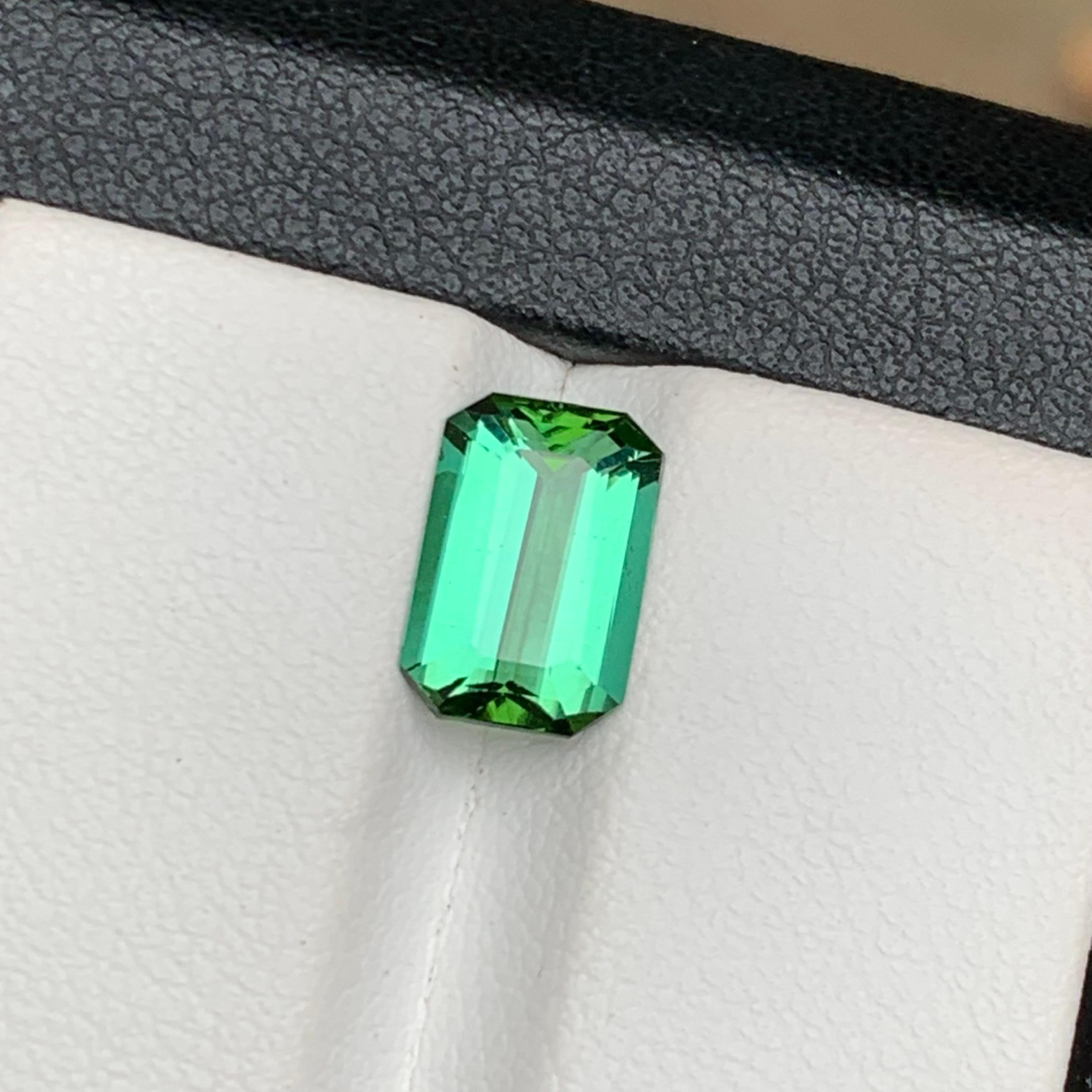Bluish Green Natural Tourmaline Ring Gemstone 2.05 Ct Emerald Cut for Jewelry 6