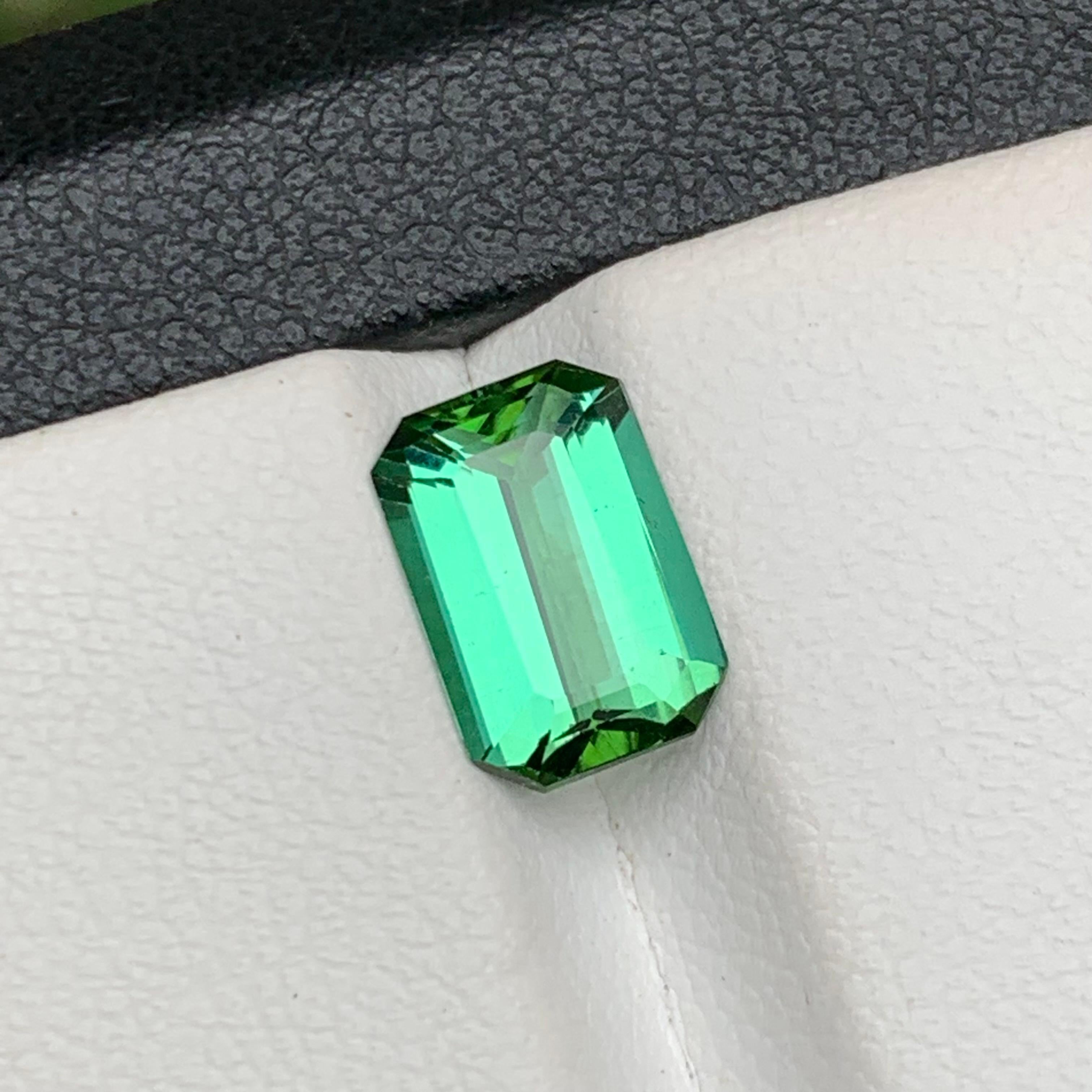 Bluish Green Natural Tourmaline Ring Gemstone 2.05 Ct Emerald Cut for Jewelry 7