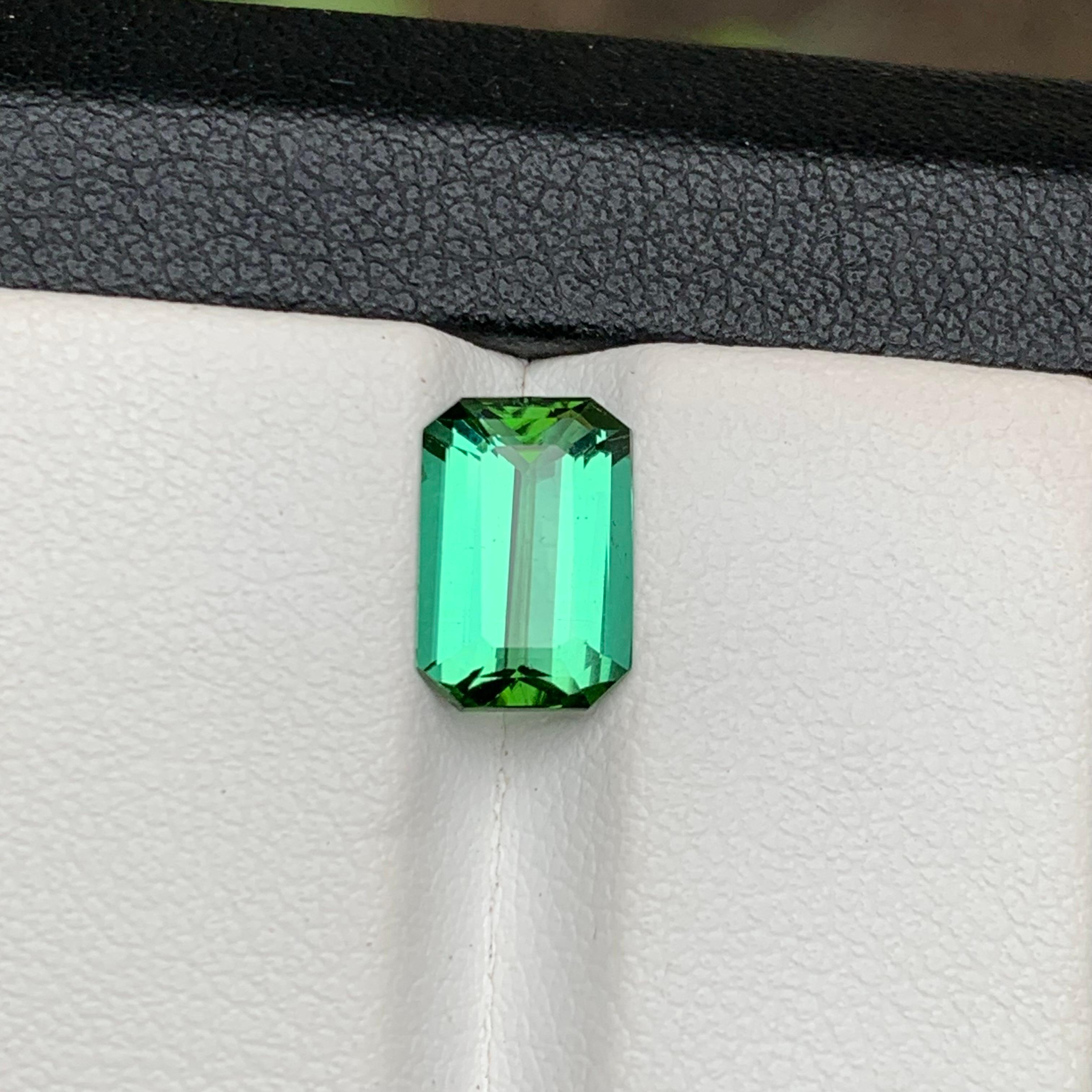Contemporary Bluish Green Natural Tourmaline Ring Gemstone 2.05 Ct Emerald Cut for Jewelry