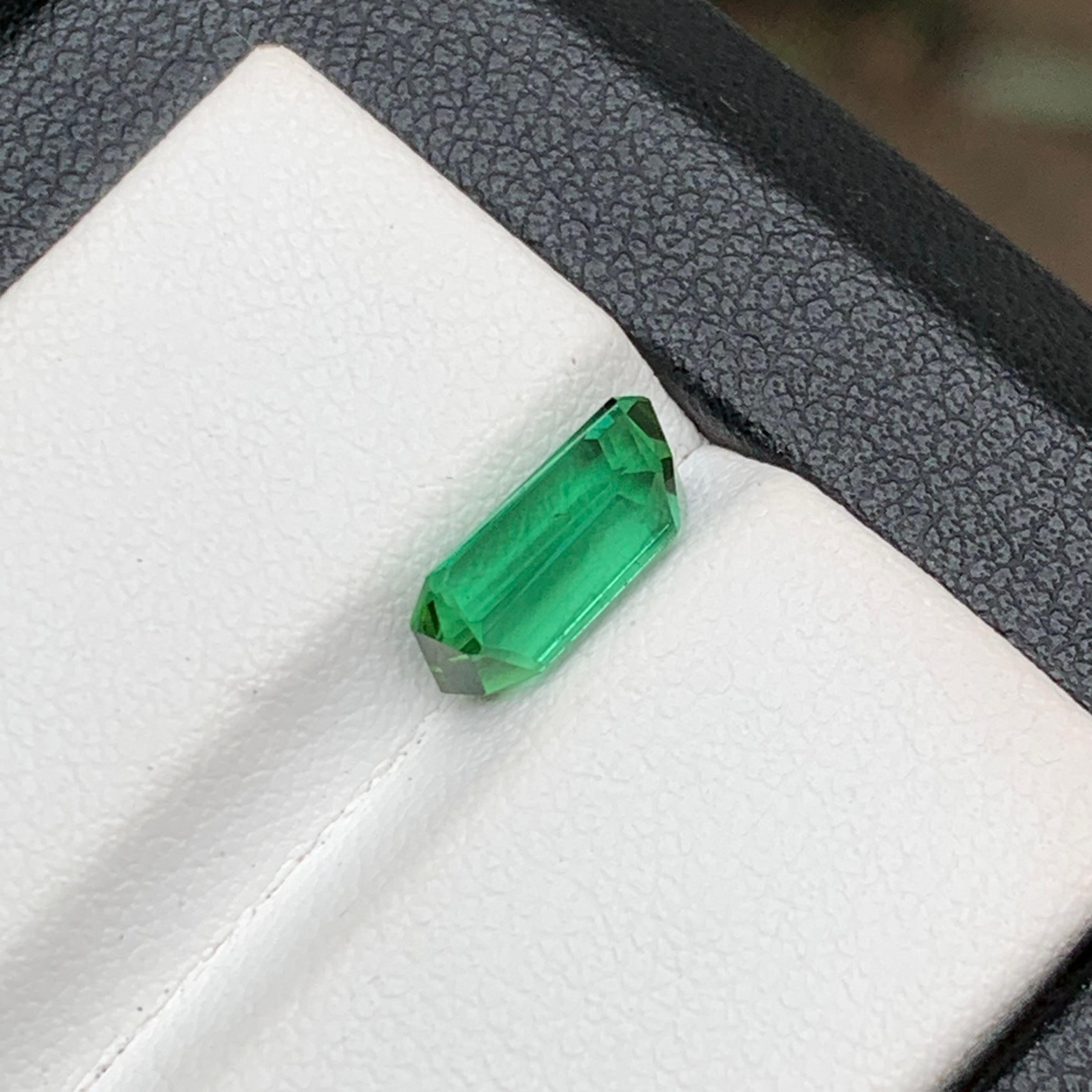 Bluish Green Natural Tourmaline Ring Gemstone 2.05 Ct Emerald Cut for Jewelry 1