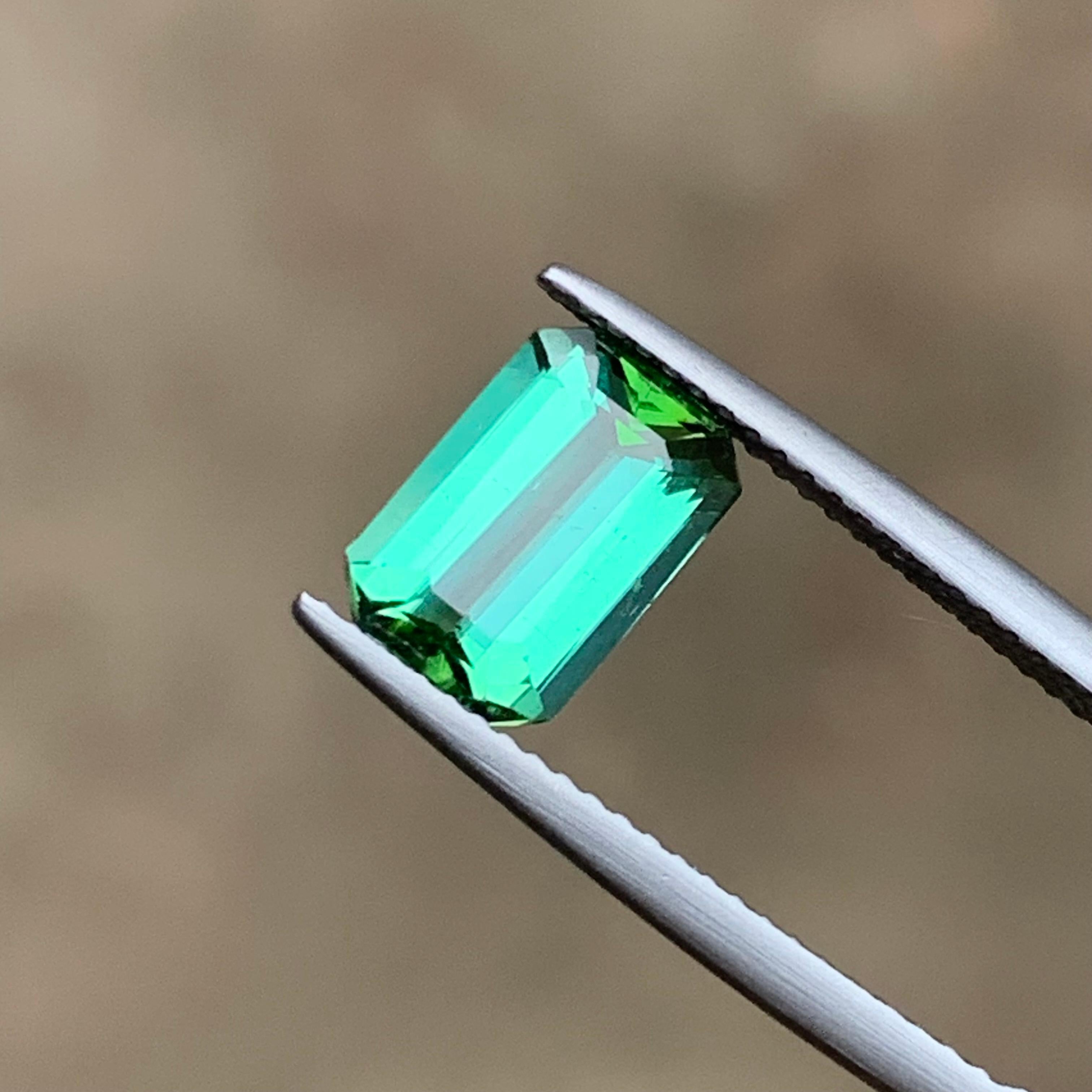 Bluish Green Natural Tourmaline Ring Gemstone 2.05 Ct Emerald Cut for Jewelry 2