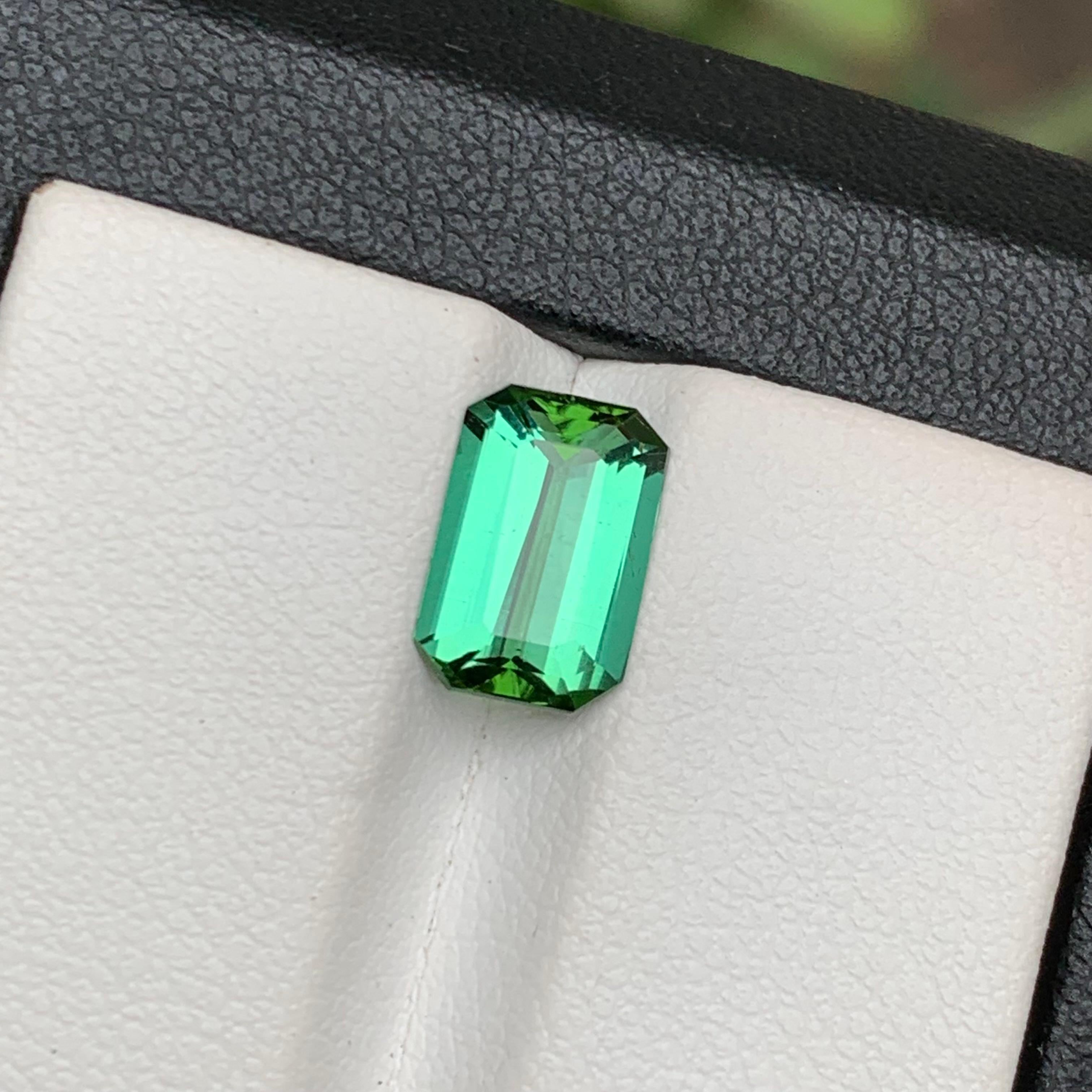 Bluish Green Natural Tourmaline Ring Gemstone 2.05 Ct Emerald Cut for Jewelry 3