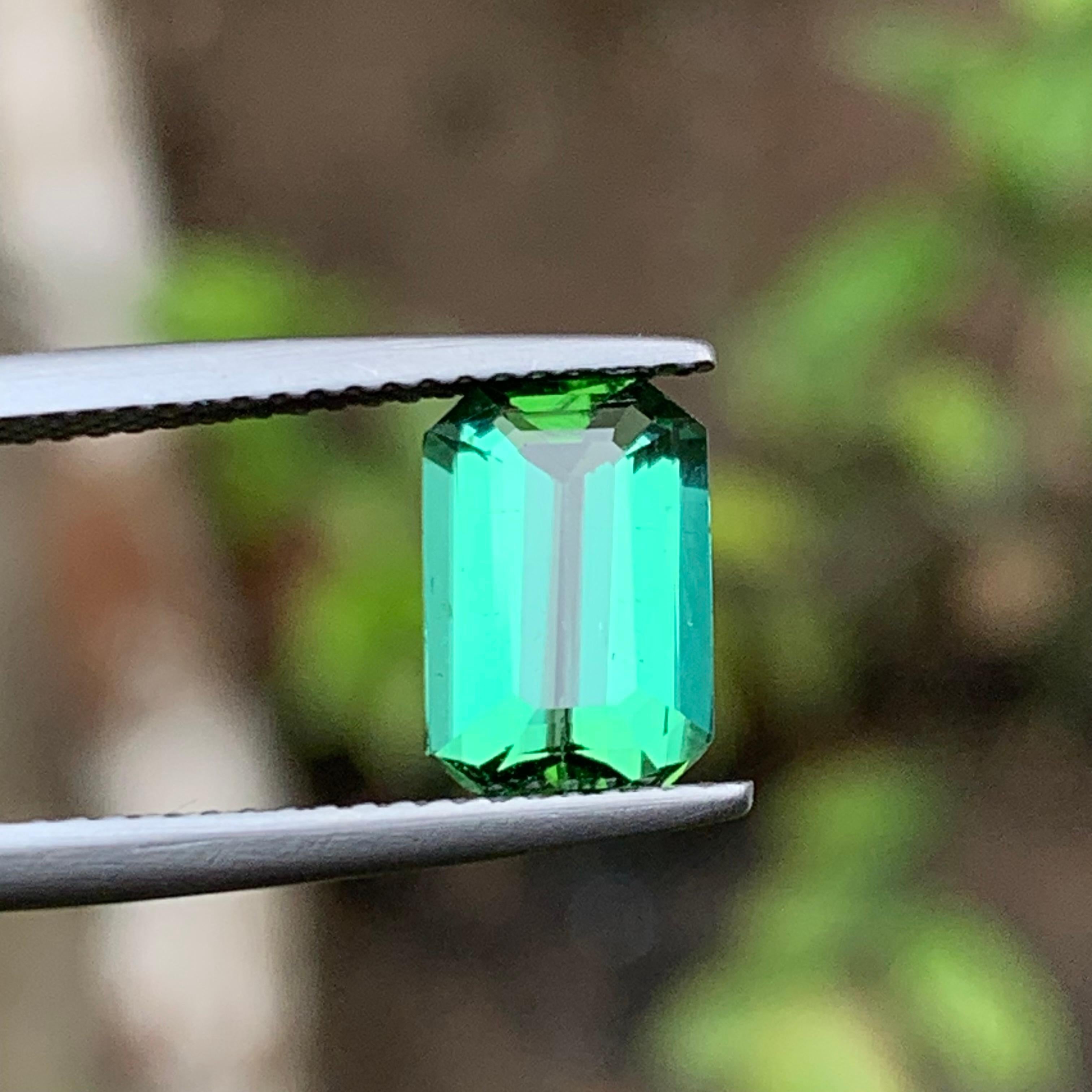 Bluish Green Natural Tourmaline Ring Gemstone 2.05 Ct Emerald Cut for Jewelry 4