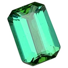 Bluish Green Natural Tourmaline Ring Gemstone 2.05 Ct Emerald Cut for Jewelry