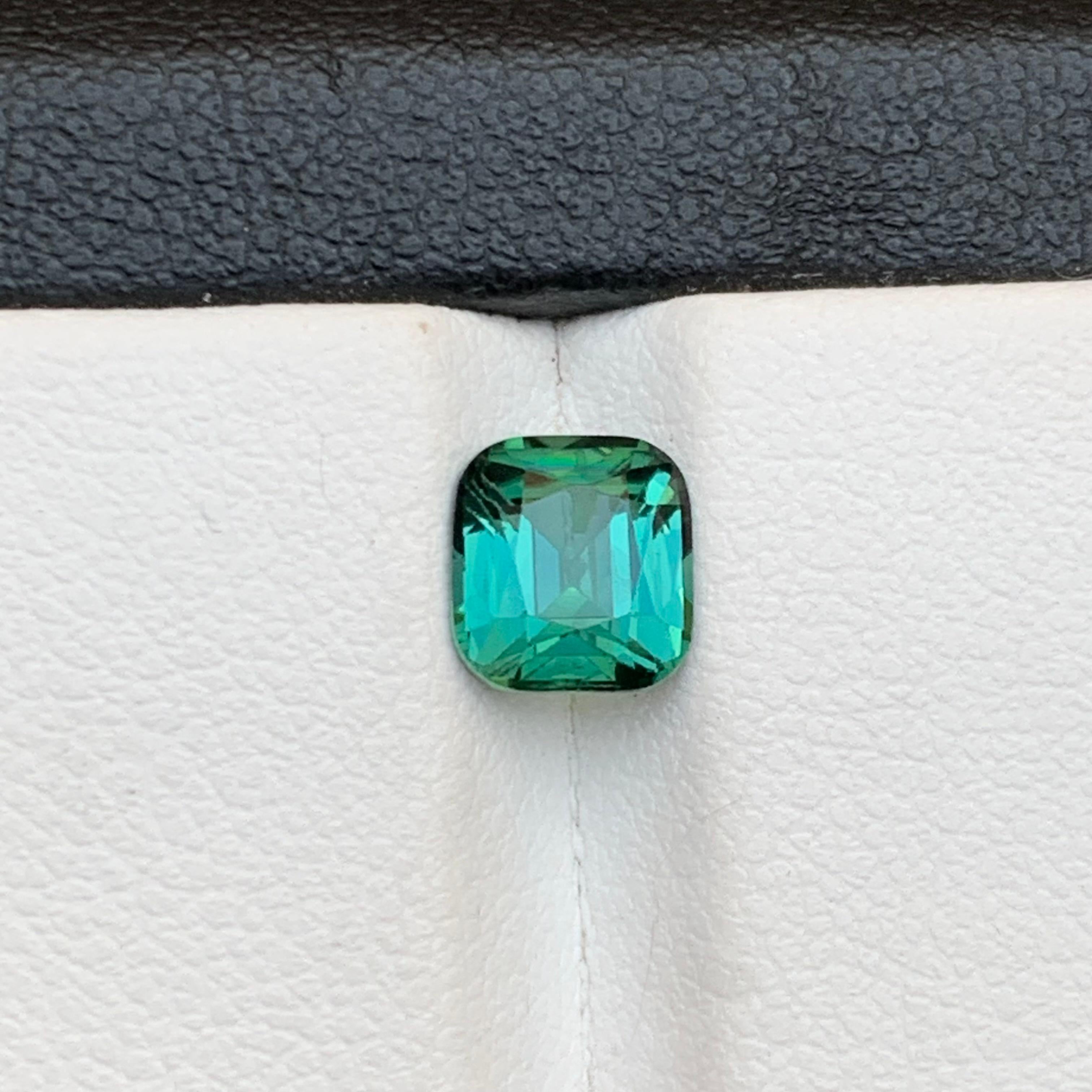 Bluish Green Natural Tourmaline Ring Loose Gemstone 1.45 Ct Cushion Cut-Jewelry For Sale 1