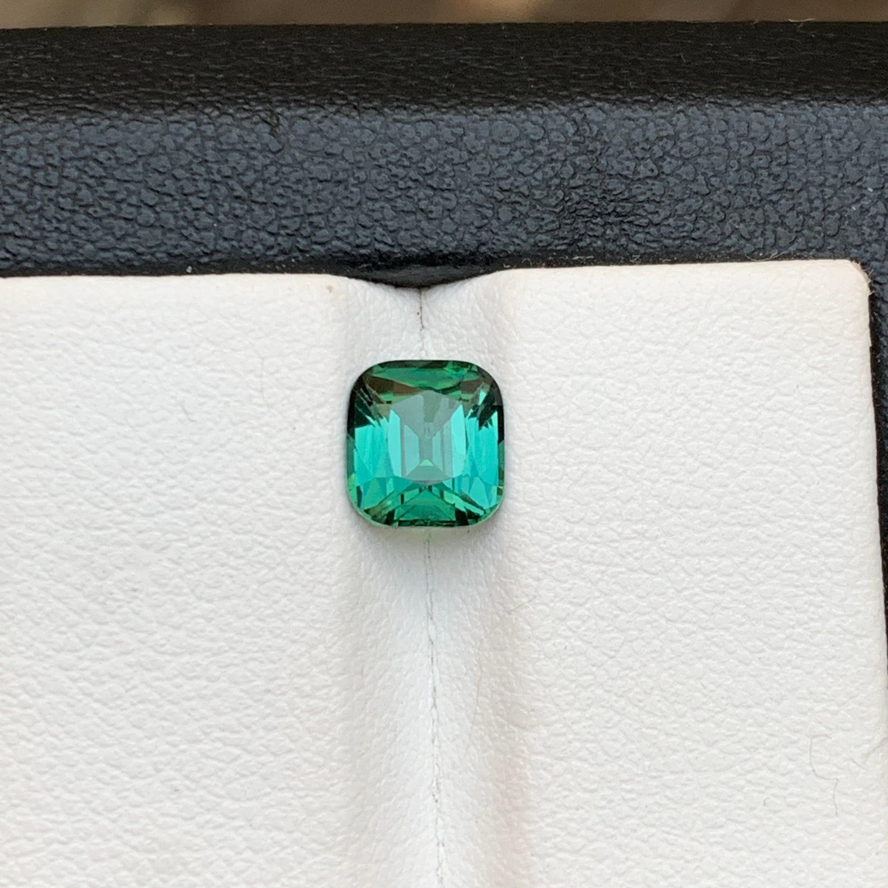 Bluish Green Natural Tourmaline Ring Loose Gemstone 1.45 Ct Cushion Cut-Jewelry For Sale 4