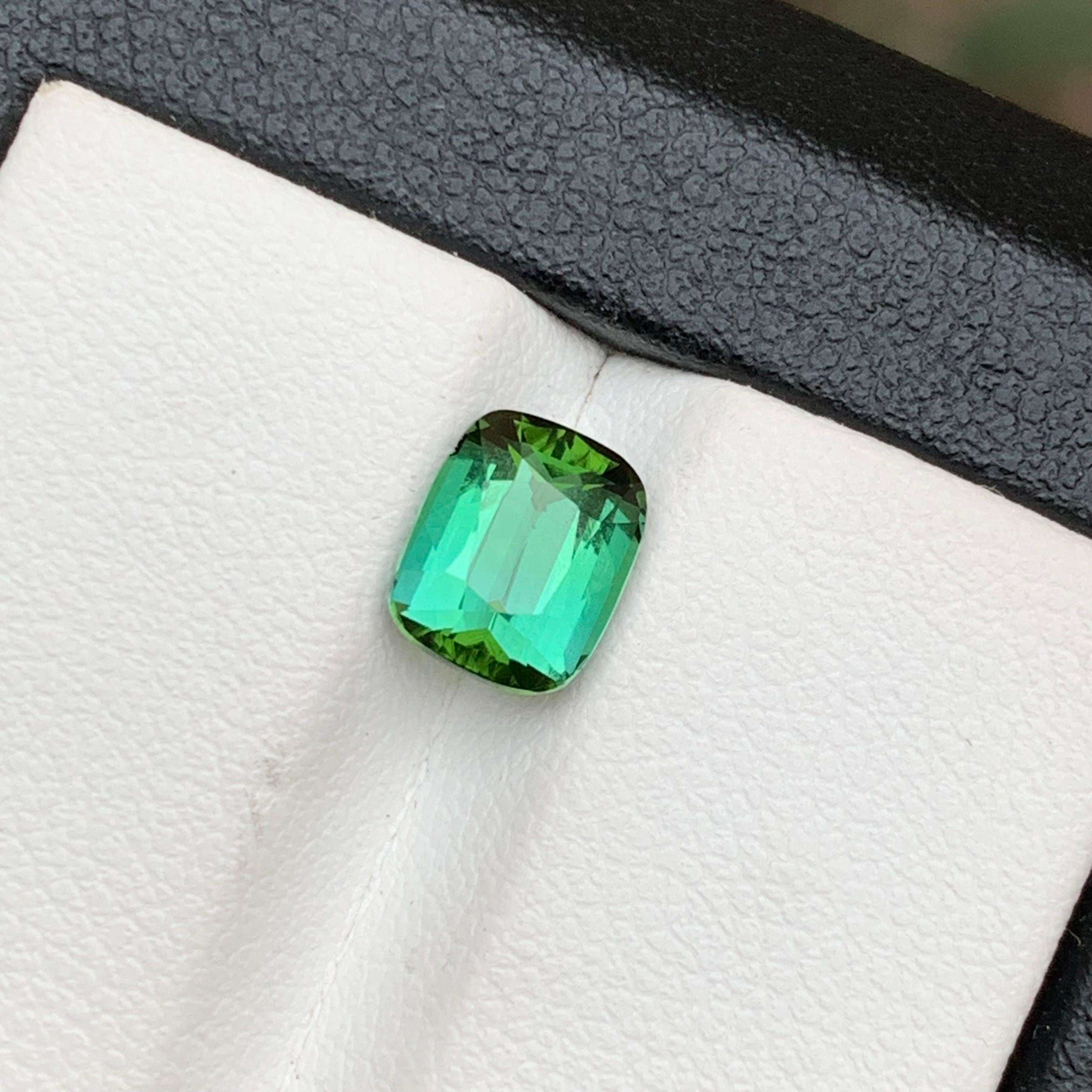 Bluish Green Natural Tourmaline Ring Loose Gemstone 1.80 CT Cushion Cut Jewelry For Sale 5