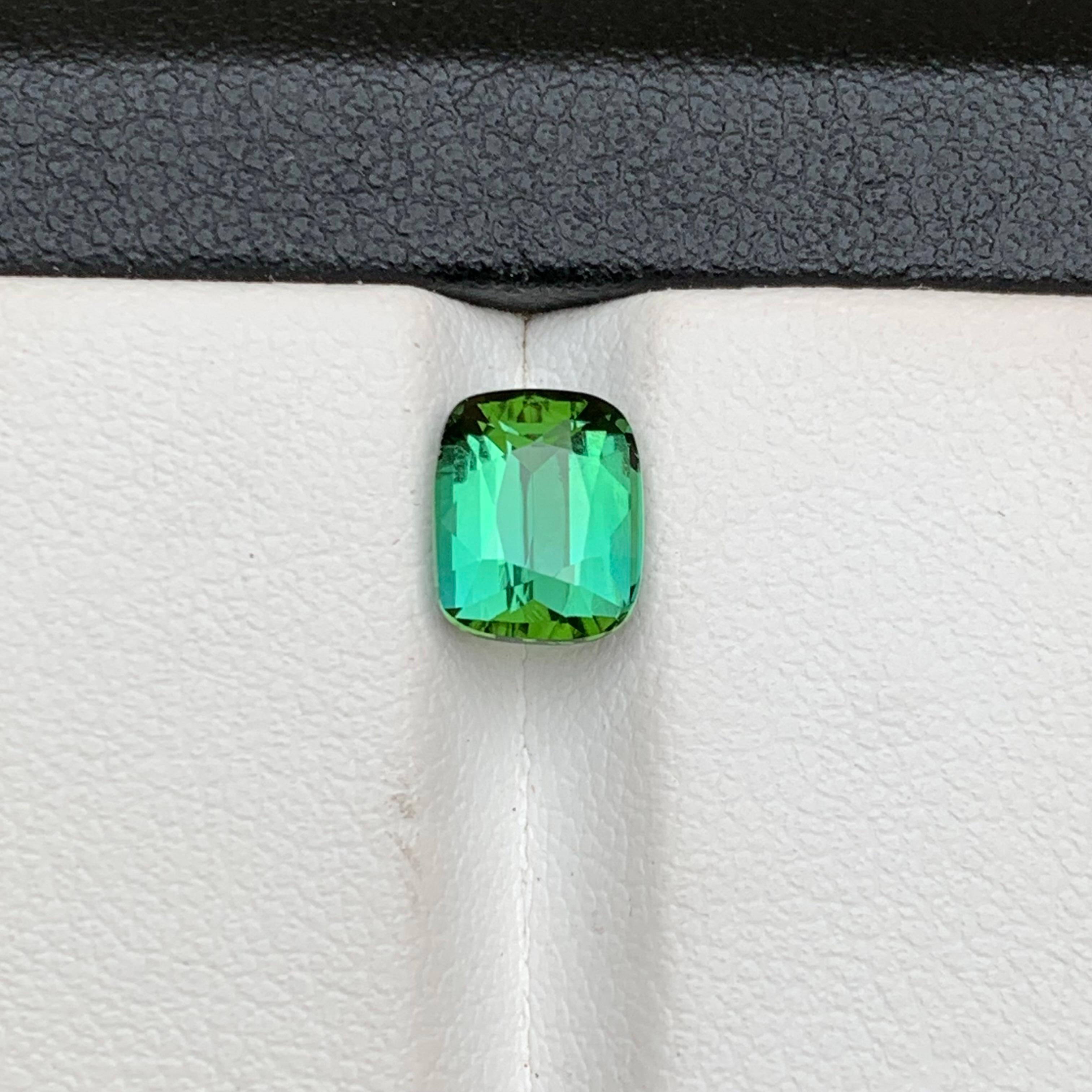 Bluish Green Natural Tourmaline Ring Loose Gemstone 1.80 CT Cushion Cut Jewelry For Sale 6