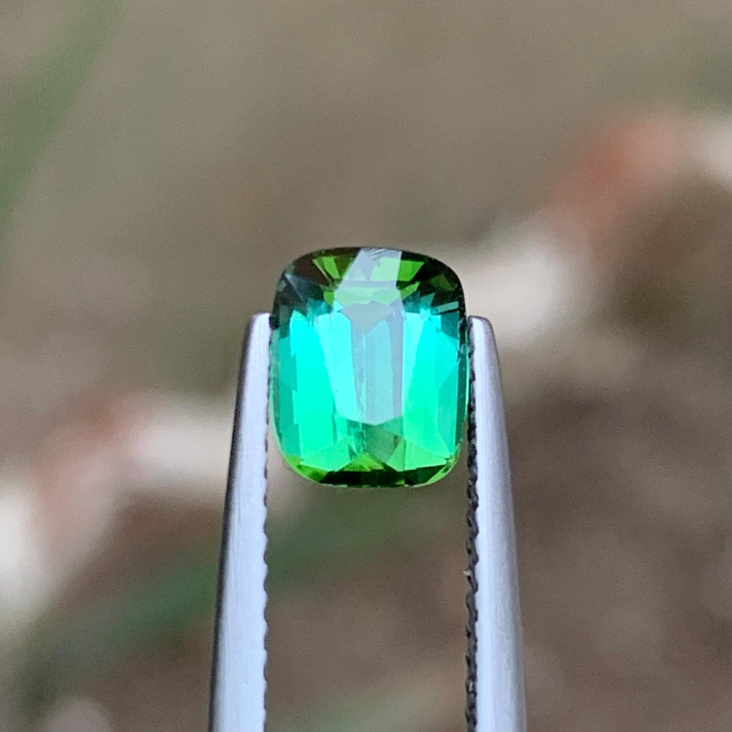 Bluish Green Natural Tourmaline Ring Loose Gemstone 1.80 CT Cushion Cut Jewelry For Sale 9