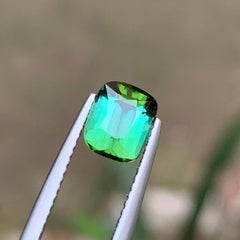 Bluish Green Natural Tourmaline Ring Loose Gemstone 1.80 CT Cushion Cut Jewelry