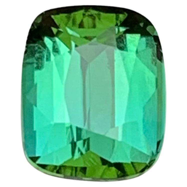 Anillo de turmalina natural verde azulada Piedra suelta 1.80 CT Joyería talla cojín