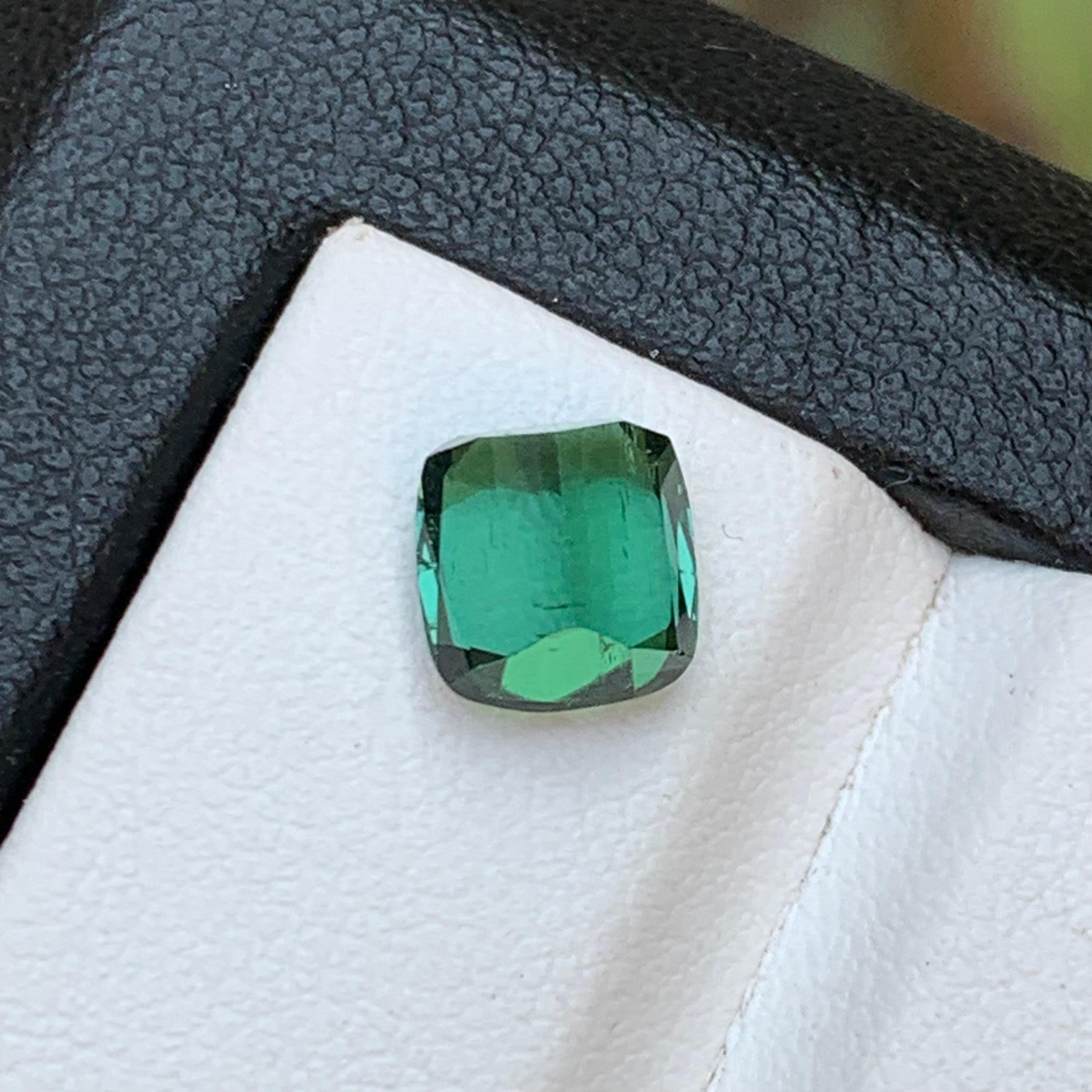 Anillo de turmalina natural verde azulada Piedra suelta 2,15 CT Joyería talla cojín en venta 4