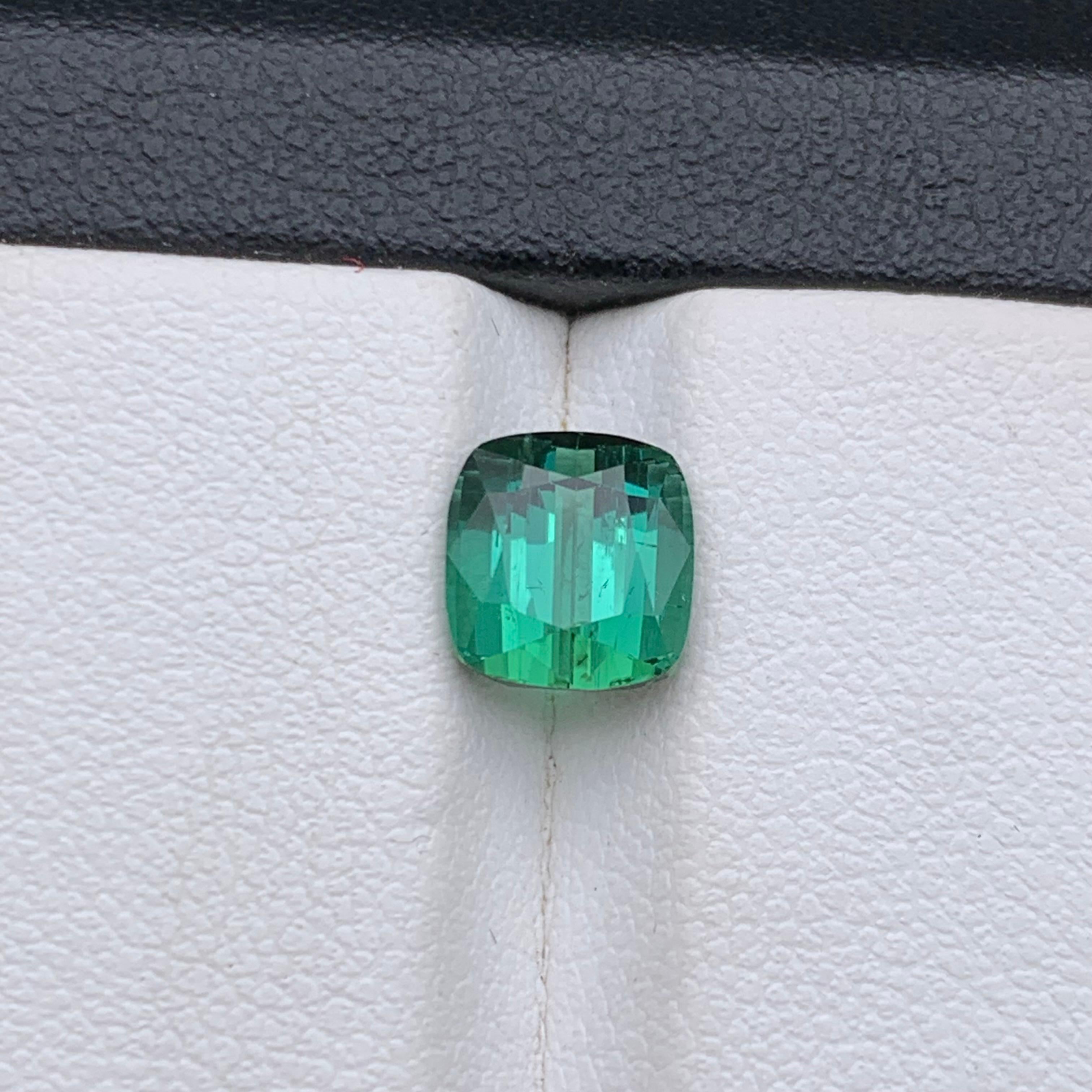 Anillo de turmalina natural verde azulada Piedra suelta 2,15 CT Joyería talla cojín en venta 6